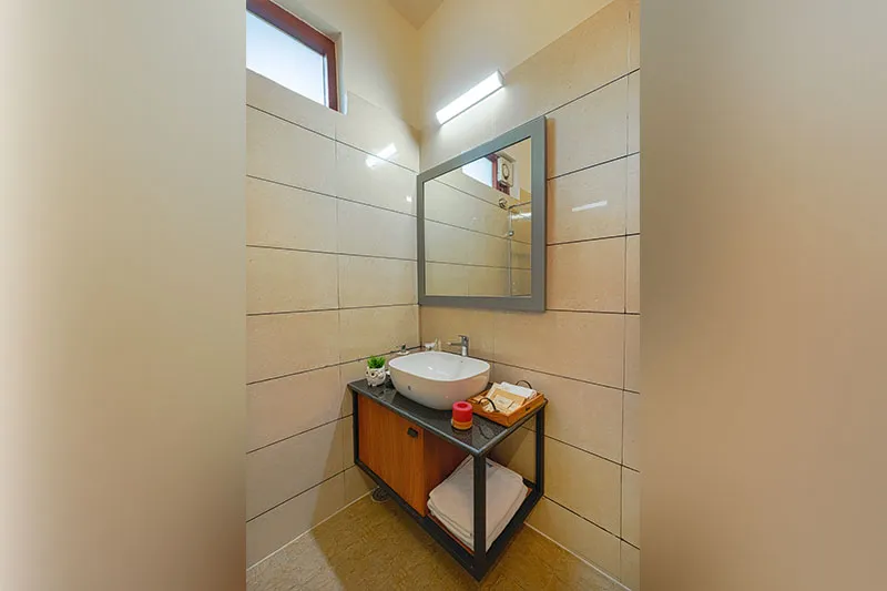 Deluxe Room bathroom vanity with sink
