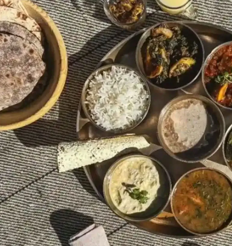 Traditional Kumaoni thali meal
